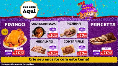 Modelo de TV para TV Horizontal com o tema Pré Carnaval de Ofertas para Assados