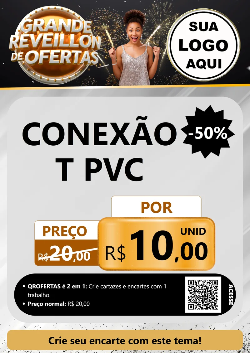 Modelo de Cartaz para Cartaz A4 Vertical com o tema Grande Réveillon de Ofertas para Tubos e conexões