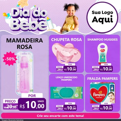 Modelo de Rede Social para Feed Facebook com o tema Dia do Bebê para Bebês