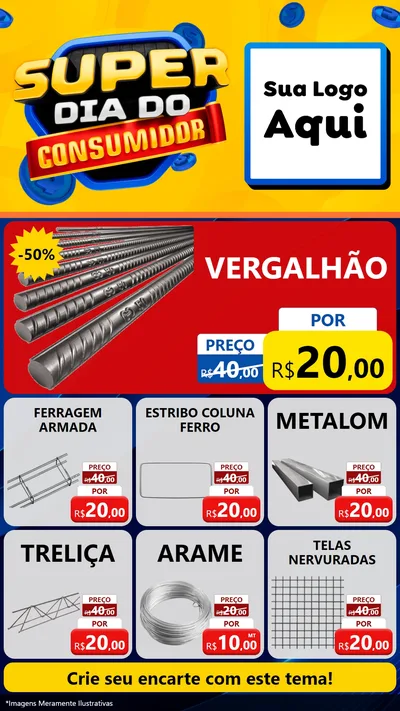 Modelo de Rede Social para Stories com o tema Super Dia do Consumidor para Ferragens