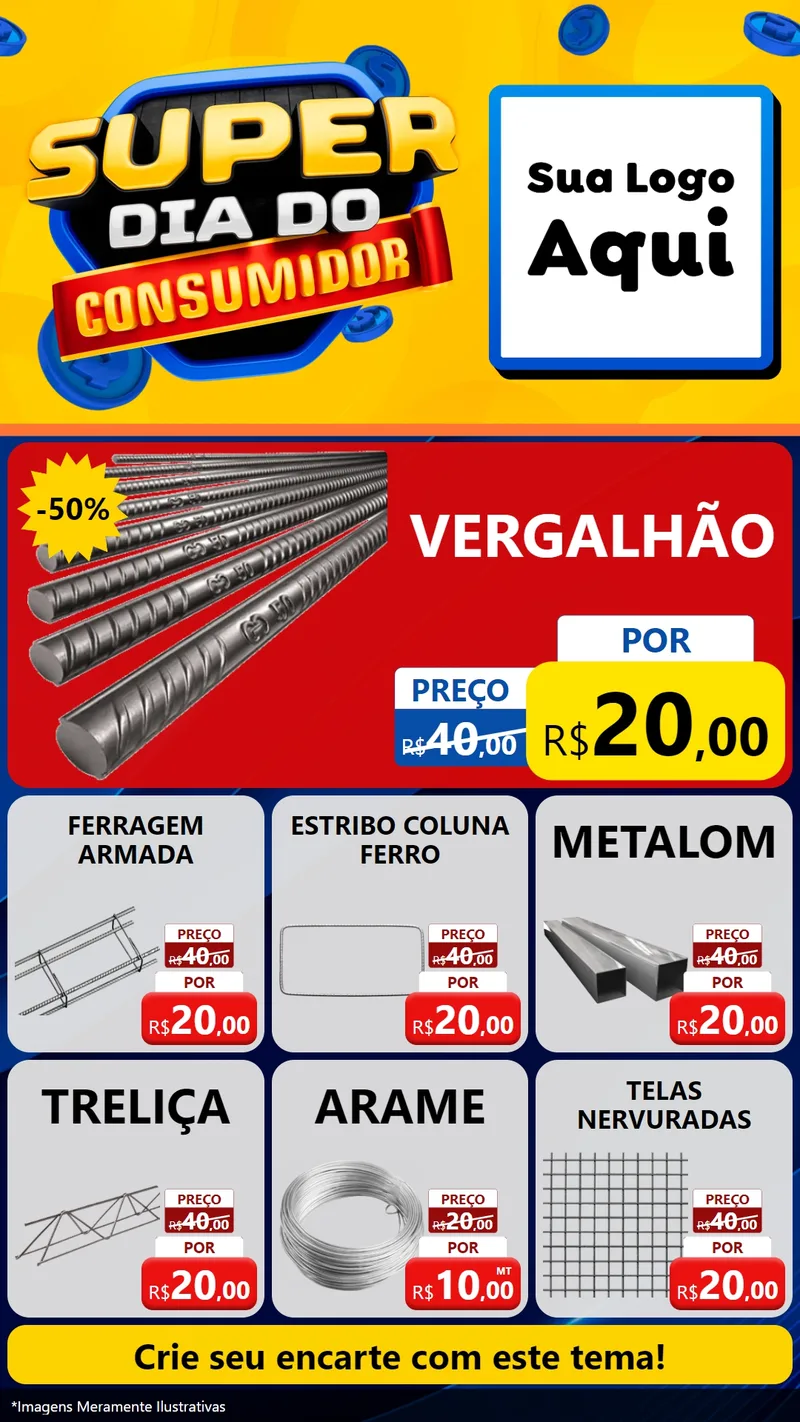 Modelo de Rede Social para Stories com o tema Super Dia do Consumidor para Ferragens