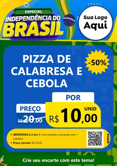 Modelo de Cartaz para Cartaz A4 Vertical com o tema Especial Independência do Brasil para Pizzaria