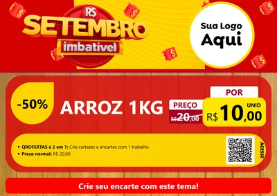 Modelo de Cartaz para Cartaz A4 Horizontal com o tema Setembro Imbatível para Supermercado