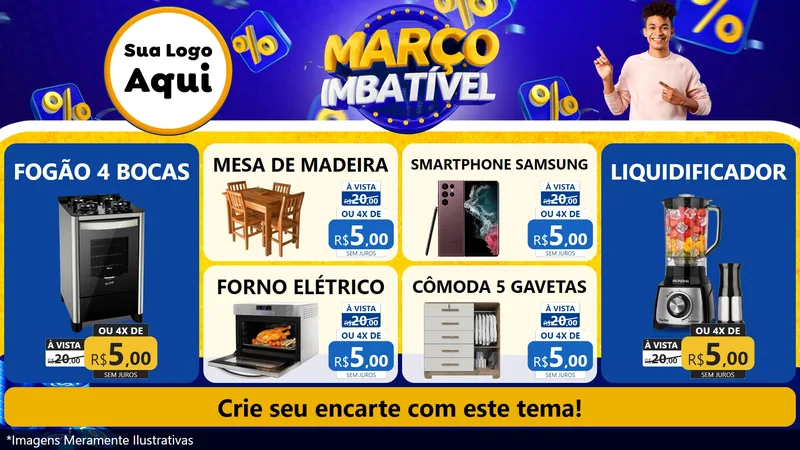 Modelo de TV para TV Horizontal com o tema Março Imbatível para Móveis e Eletro