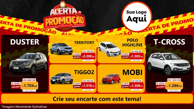 Modelo de TV para TV Horizontal com o tema Alerta de Promoção para Concessionaria de Carros