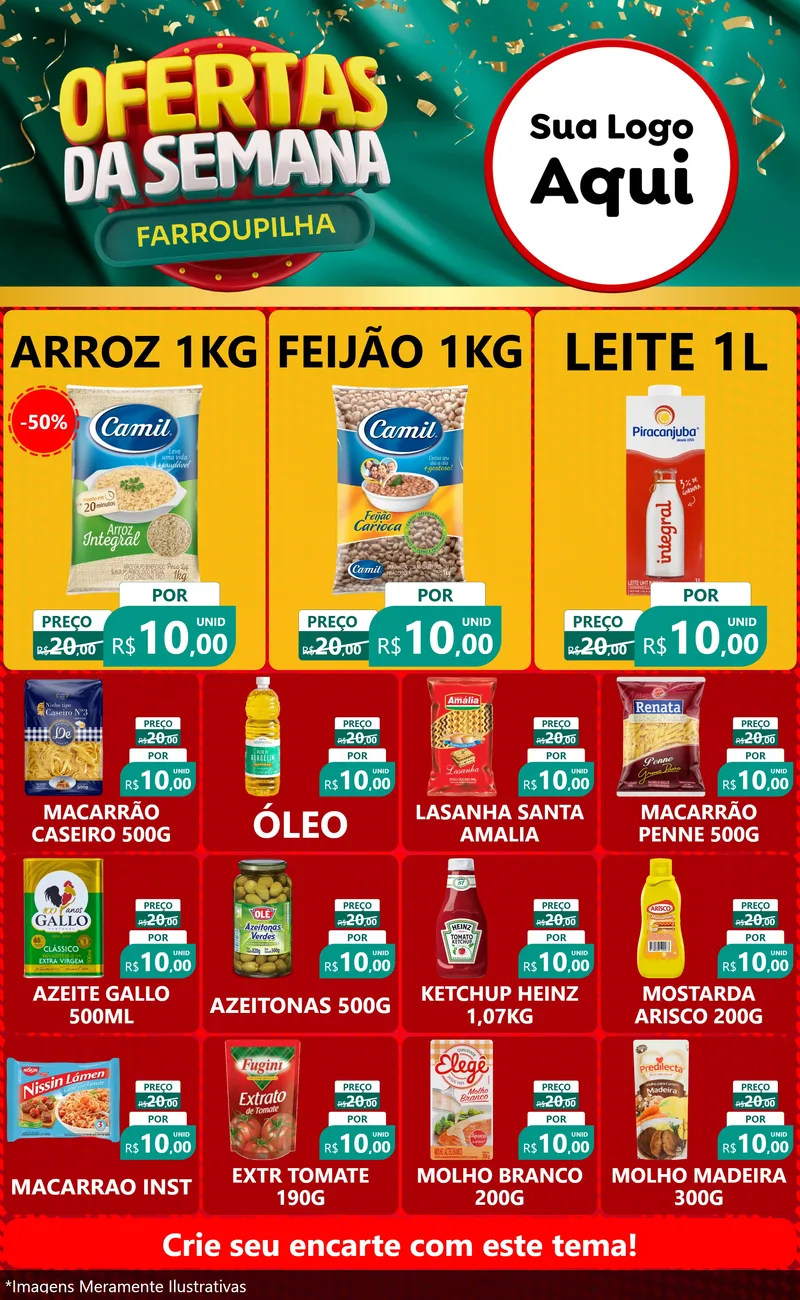 Modelo de Encarte para Encarte Grande com o tema Ofertas da Semana Farroupilha para Supermercado
