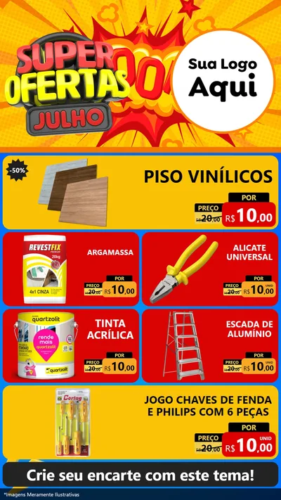 Modelo de TV para TV Vertical com o tema Super Ofertas Julho para Material para Construção