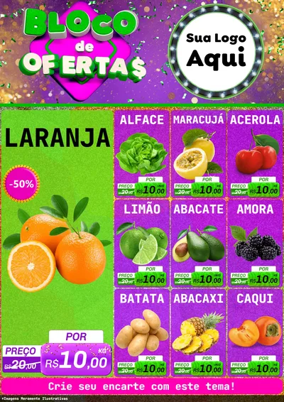 Modelo de Encarte para Encarte A4 Vertical com o tema Bloco de Ofertas para Hortifrúti