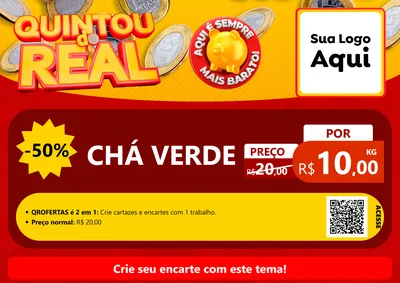 Modelo de Cartaz para Cartaz A4 Horizontal com o tema Quintou do Real para Produtos Naturais