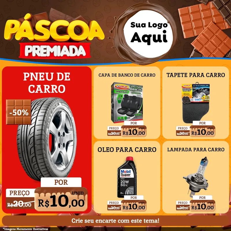 Modelo de Rede Social para Feed Facebook com o tema Páscoa Premiada para Auto peças