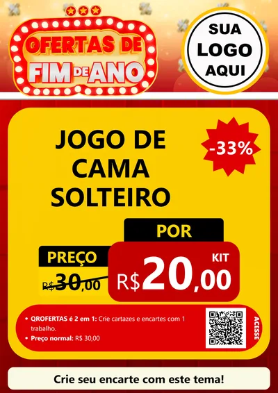 Modelo de Cartaz para Cartaz A4 Vertical com o tema Ofertas de Fim de Ano para Cama, Mesa e Banho