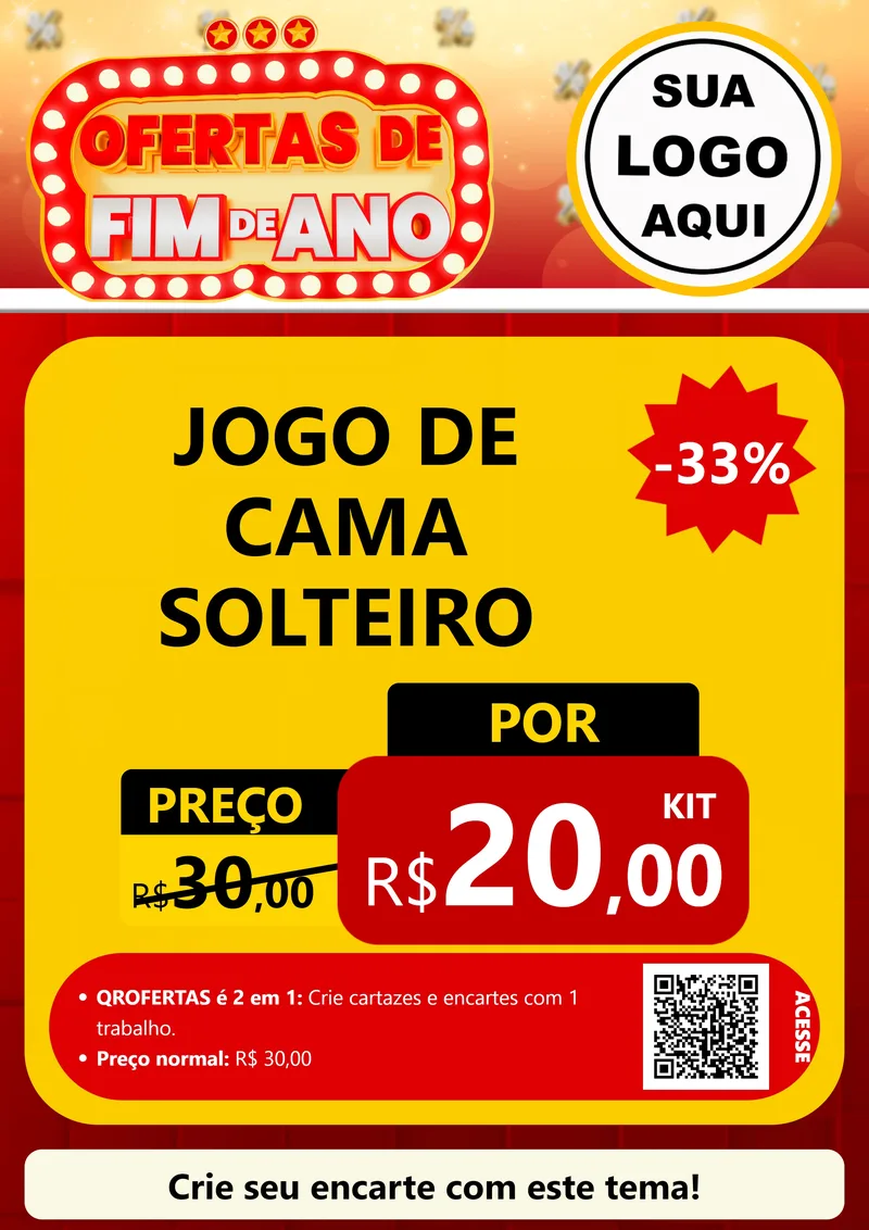 Modelo de Cartaz para Cartaz A4 Vertical com o tema Ofertas de Fim de Ano para Cama, Mesa e Banho