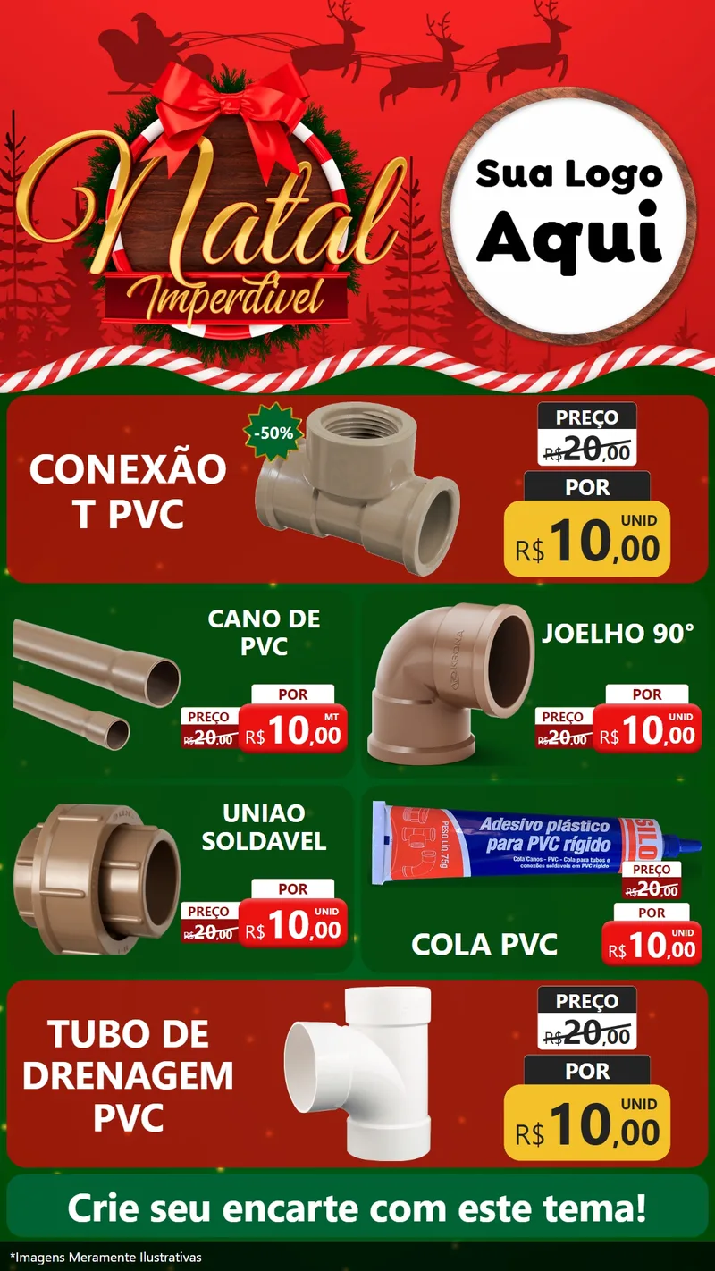 Modelo de TV para TV Vertical com o tema Natal Imperdível para Tubos e conexões