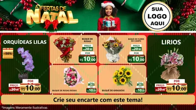 Modelo de TV para TV Horizontal com o tema Ofertas de Natal para Floricultura e jardim