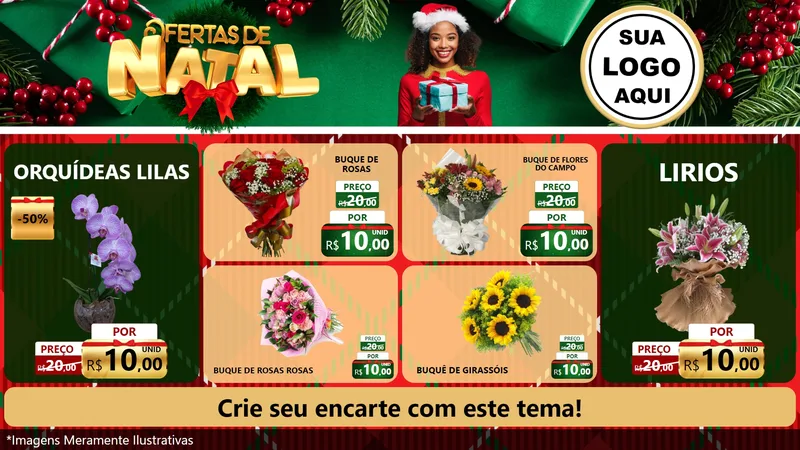 Modelo de TV para TV Horizontal com o tema Ofertas de Natal para Floricultura e jardim