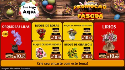 Modelo de TV para TV Horizontal com o tema Promoção Páscoa para Floricultura e jardim