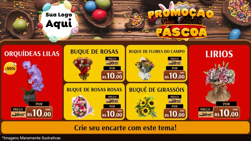 Modelo de TV para TV Horizontal com o tema Promoção Páscoa para Floricultura e jardim