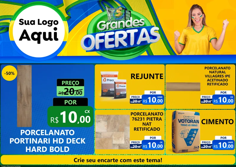 Modelo de Encarte para Encarte A4 Horizontal com o tema Grandes Ofertas para Pisos e revestimentos