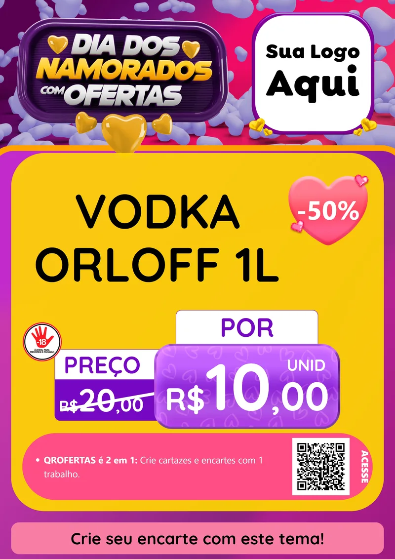 Modelo de Cartaz para Cartaz A4 Vertical com o tema Dia Dos Namorados Com Ofertas para Distribuidora de bebidas