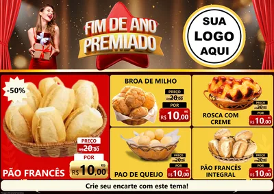 Modelo de Encarte para Encarte A4 Horizontal com o tema Fim de Ano Premiado para Padaria