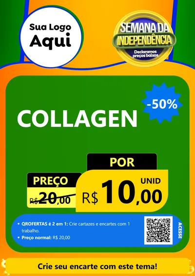 Modelo de Cartaz para Cartaz A4 Vertical com o tema Semana da Independência Declaramos Preços Baixos para Suplementos alimentares