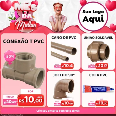 Modelo de Rede Social para Feed Facebook com o tema Mês da Mulher para Tubos e conexões