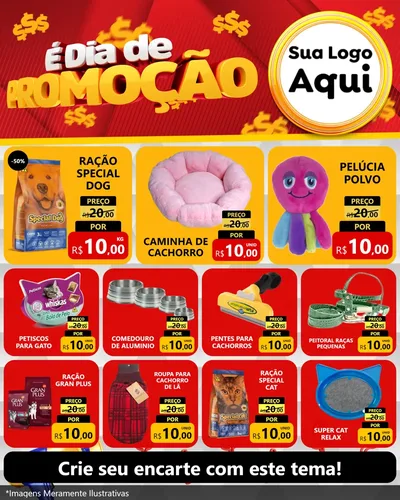 Modelo de Rede Social para Feed Instagram com o tema É Dia De Promoção para Pet Shop