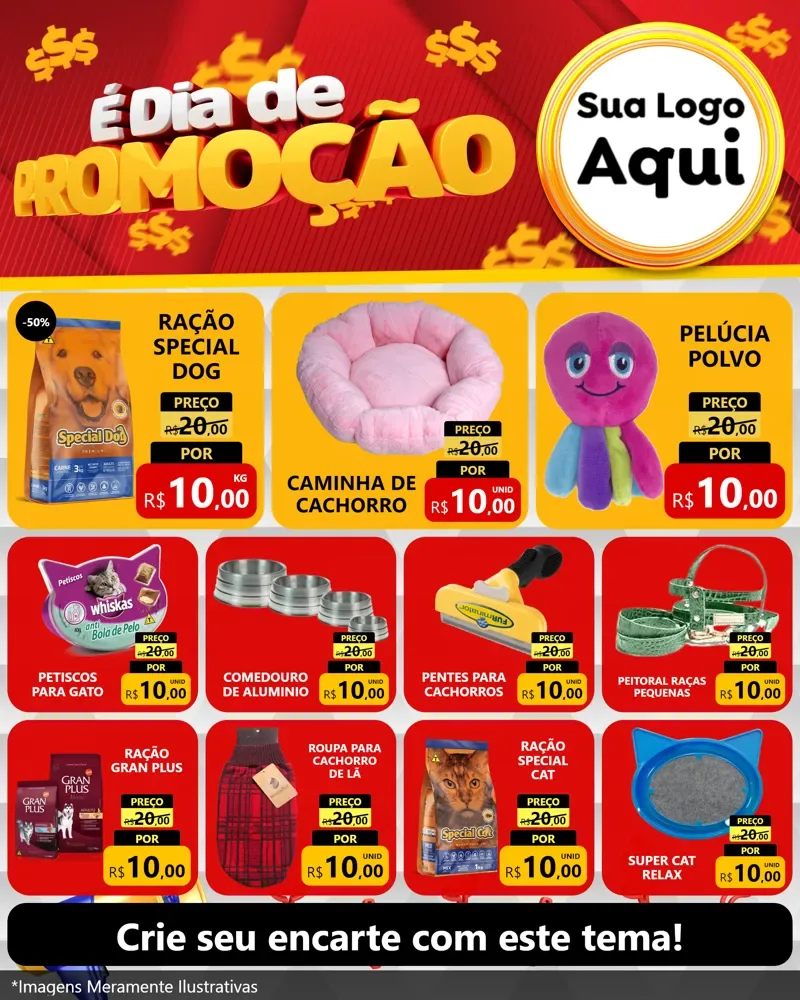 Modelo de Rede Social para Feed Instagram com o tema É Dia De Promoção para Pet Shop