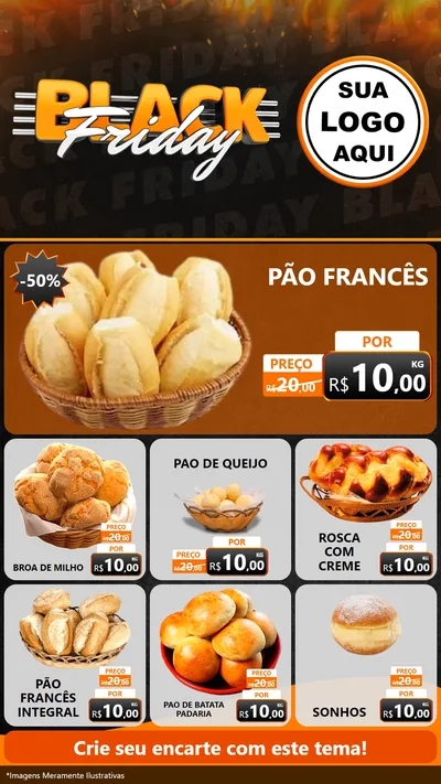 Modelo de Rede Social para Stories com o tema Black Friday para Padaria