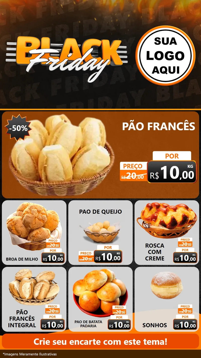 Modelo de Rede Social para Stories com o tema Black Friday para Padaria