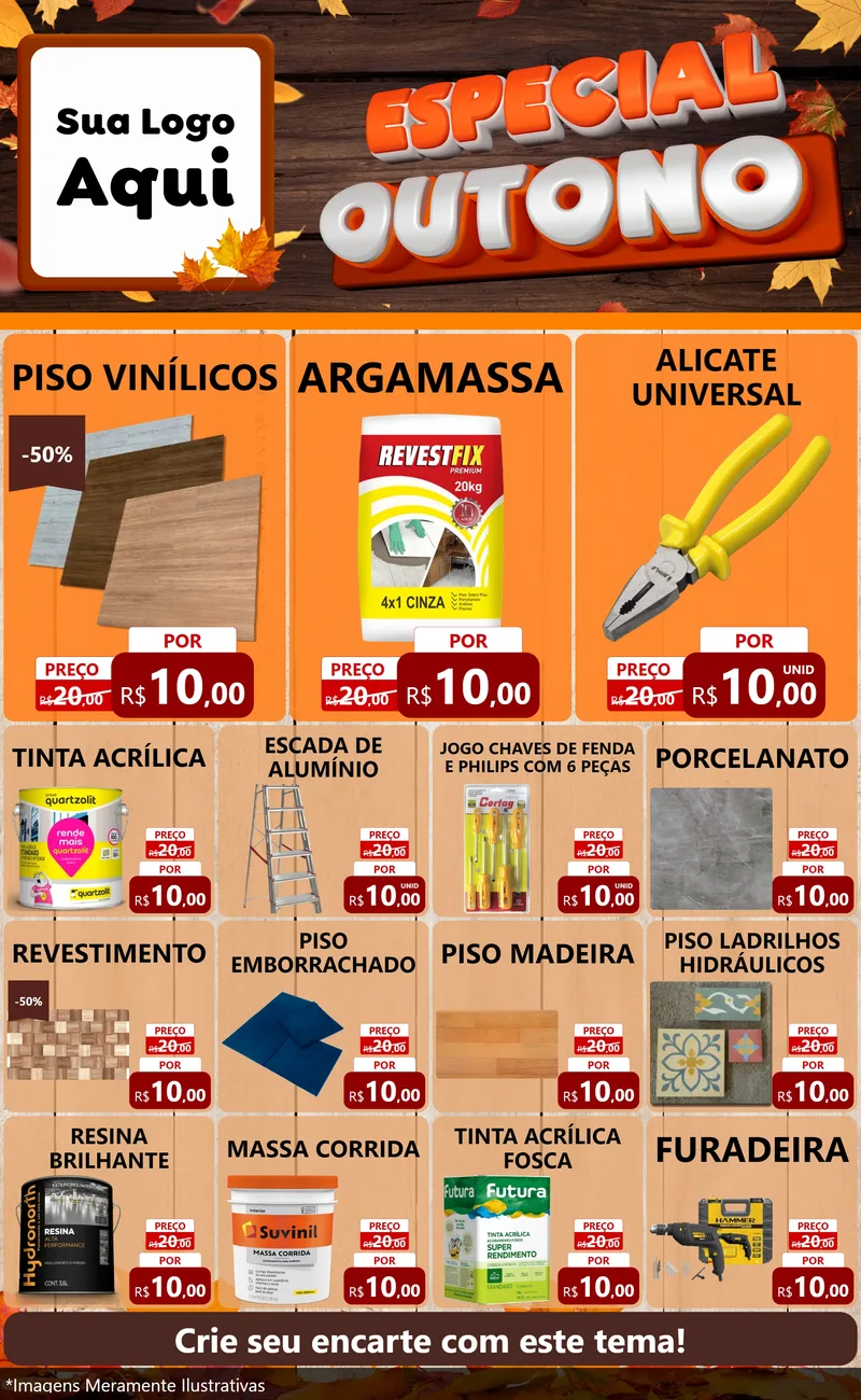 Modelo de Encarte para Encarte Grande com o tema Especial Outono para Material para Construção