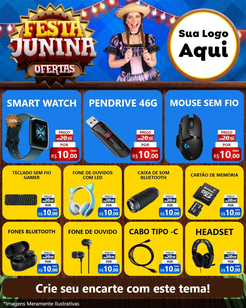 Modelo de Rede Social para Feed Instagram com o tema Festa Junina Ofertas para Informática