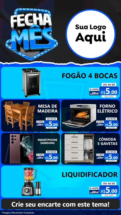 Modelo de TV para TV Vertical com o tema Fecha Mês para Móveis e Eletro