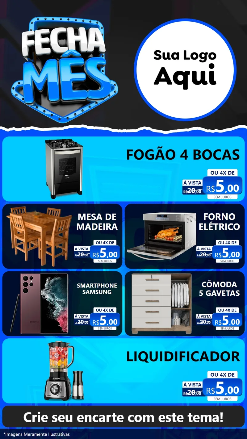 Modelo de TV para TV Vertical com o tema Fecha Mês para Móveis e Eletro