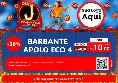 Modelo de Cartaz para Cartaz A4 Horizontal com o tema Dia J - O Dia Mais Barato Do Mês para Armarinho e Aviamentos