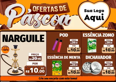 Modelo de Encarte para Encarte A4 Horizontal com o tema Ofertas de Páscoa para Tabacaria