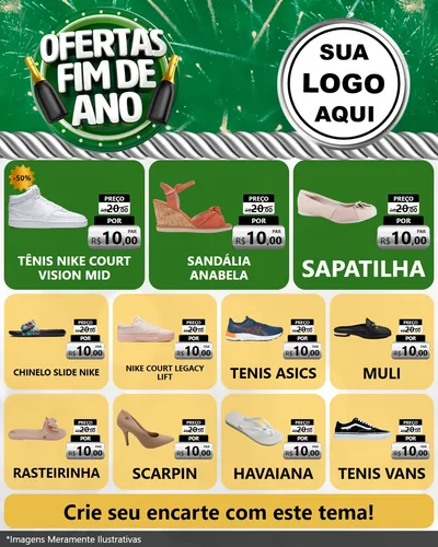 Modelo de Rede Social para Feed Instagram com o tema Ofertas Fim de Ano para Calçados