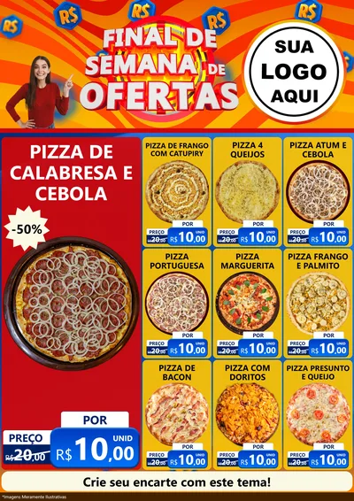 Modelo de Encarte para Encarte A4 Vertical com o tema Final de Semana de Ofertas para Pizzaria