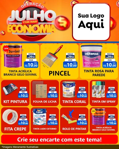 Modelo de Rede Social para Feed Instagram com o tema Operação Julho Com Mais Economia para Tintas e Ferramentas