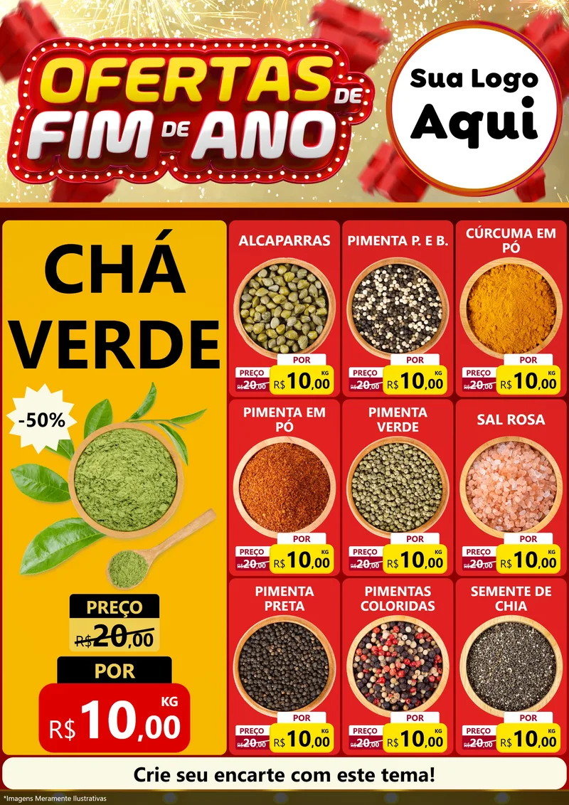 Modelo de Encarte para Encarte A4 Vertical com o tema Ofertas de Fim de Ano para Produtos Naturais