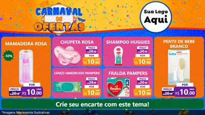 Modelo de TV para TV Horizontal com o tema Carnaval de Ofertas para Bebês