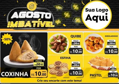 Modelo de Encarte para Encarte A4 Horizontal com o tema Agosto Imbatível para Salgadaria