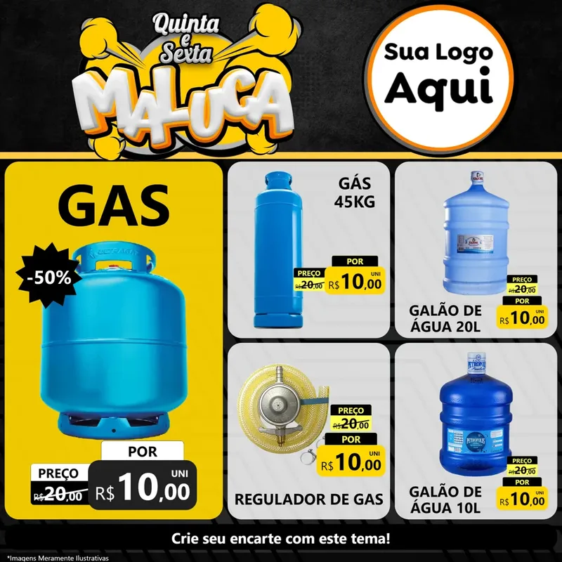 Modelo de Rede Social para Feed Facebook com o tema Quinta e Sexta Maluca para Água e gás