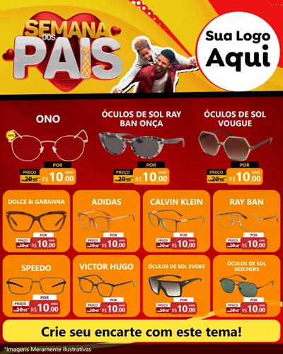 Modelo de Rede Social para Feed Instagram com o tema Semana Dos Pais para Óticas