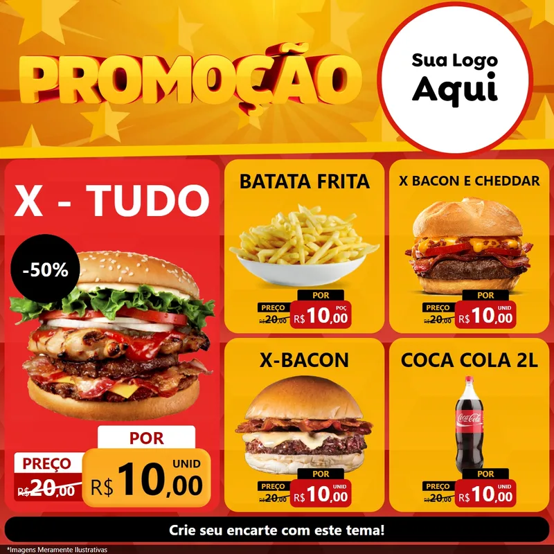 Modelo de Rede Social para Feed Facebook com o tema Promoção para Hamburgueria