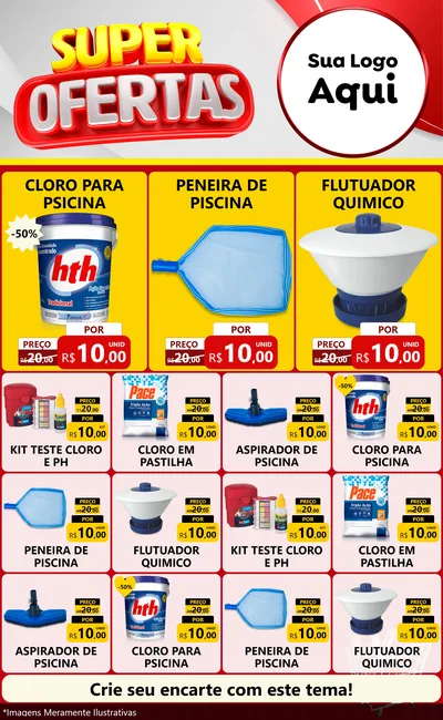 Modelo de Encarte para Encarte Grande com o tema Super Ofertas para Produtos para Piscina