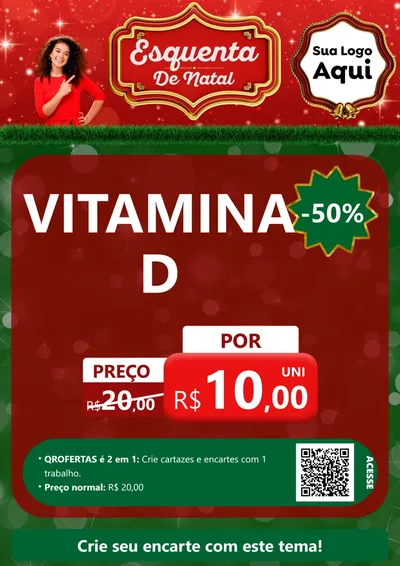 Modelo de Cartaz para Cartaz A4 Vertical com o tema Esquenta de Natal para Farmácia