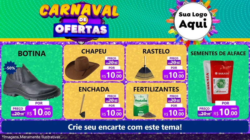 Modelo de TV para TV Horizontal com o tema Carnaval de Ofertas para Agropecuária
