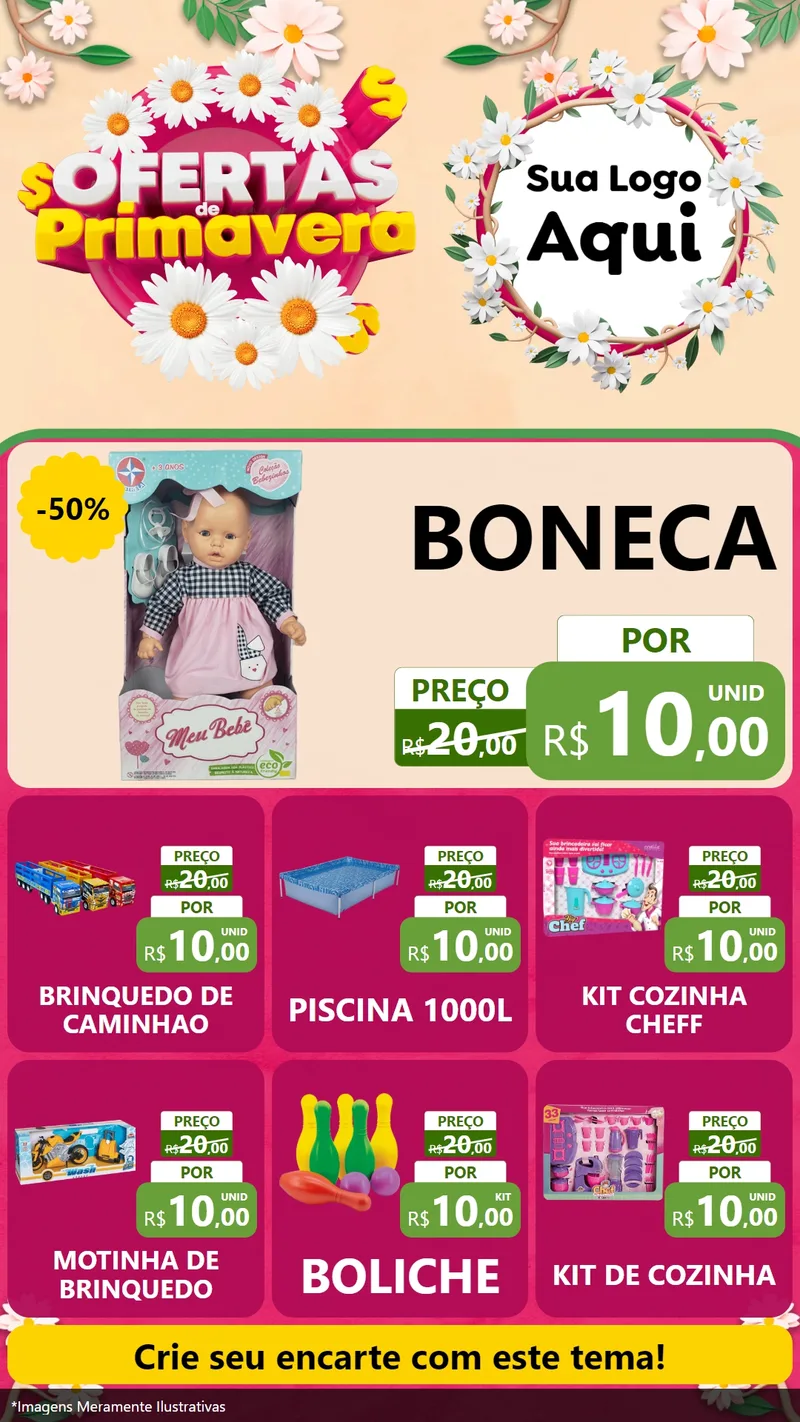 Modelo de Rede Social para Stories com o tema Ofertas de Primavera para Brinquedos