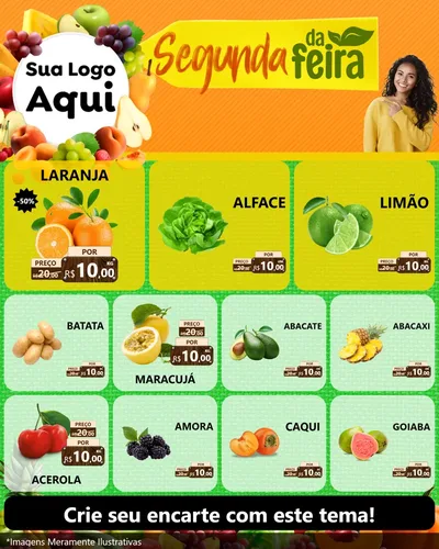 Modelo de Rede Social para Feed Instagram com o tema Segunda da Feira para Hortifrúti